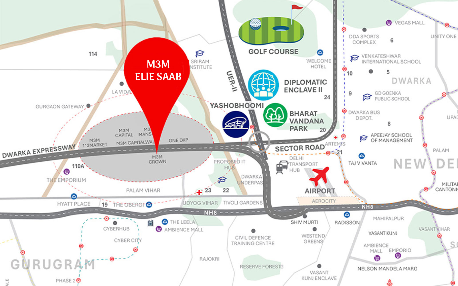 M3M Elie Saab Sector 111 Gurgaon – Prime Location Map